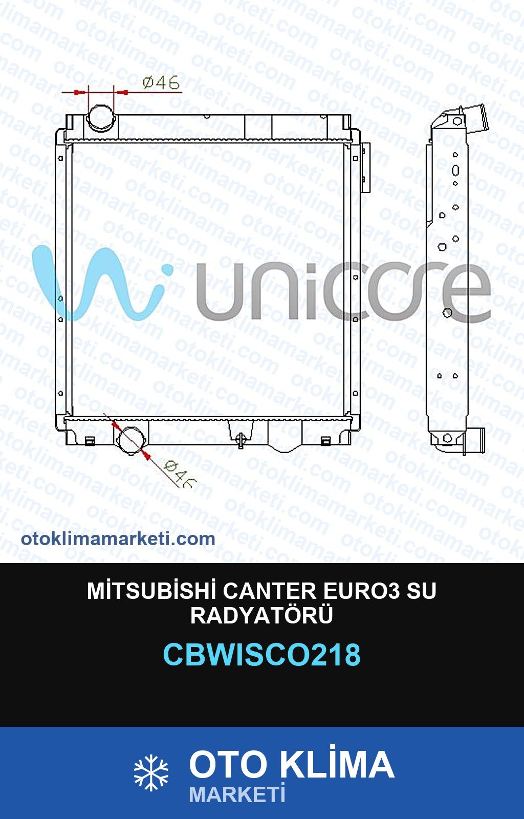 Mitsubishi Canter EURO3 Su Radyatörü — SU RADYATÖRÜ — WISCO marka — Uyumlu: MITSUBISHI