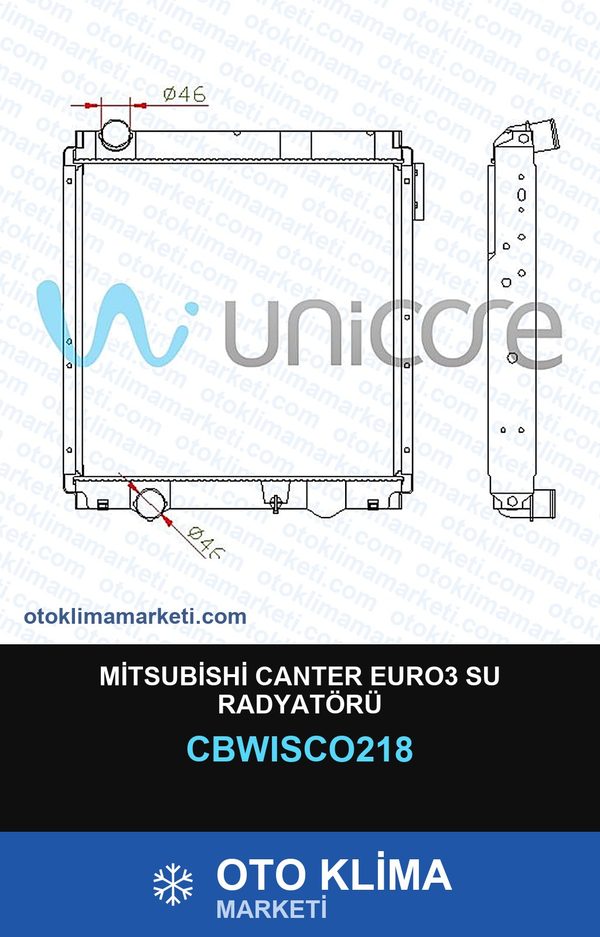 Mitsubishi Canter EURO3 Su Radyatörü — SU RADYATÖRÜ — WISCO marka — Uyumlu: MITSUBISHI