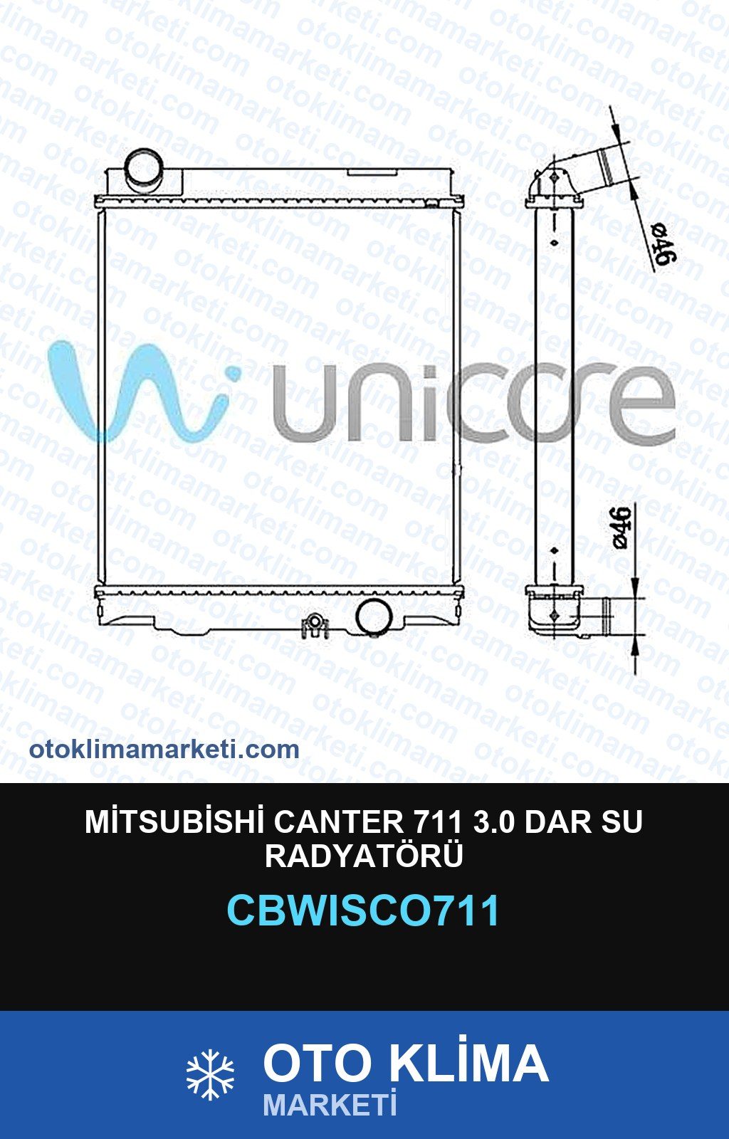 Mitsubishi Canter 711 3.0 Dar Su Radyatörü — SU RADYATÖRÜ — WISCO marka — Uyumlu: MITSUBISHI