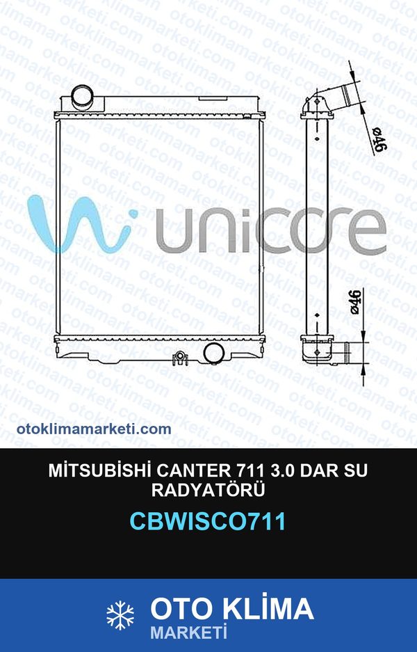 Mitsubishi Canter 711 3.0 Dar Su Radyatörü — SU RADYATÖRÜ — WISCO marka — Uyumlu: MITSUBISHI