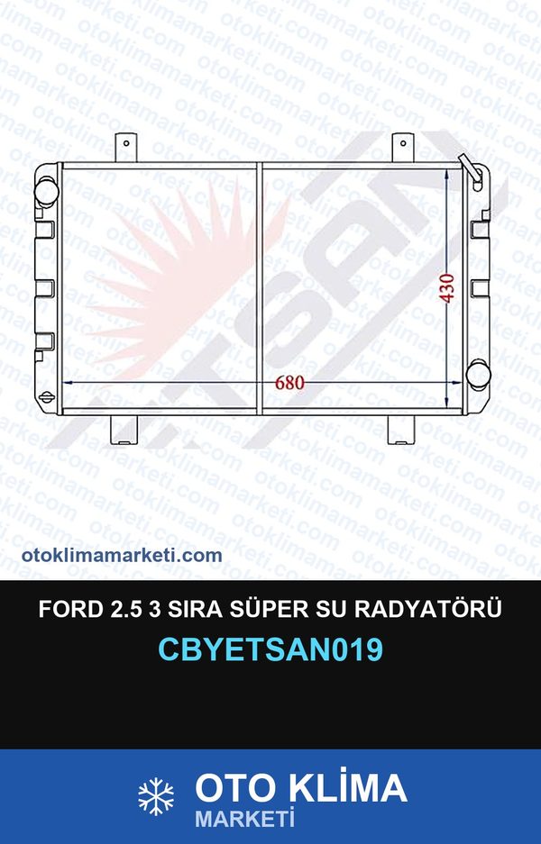 Ford 2.5 3 Sıra Süper Su Radyatörü — SU RADYATÖRÜ — YETSAN marka — Uyumlu: FORD