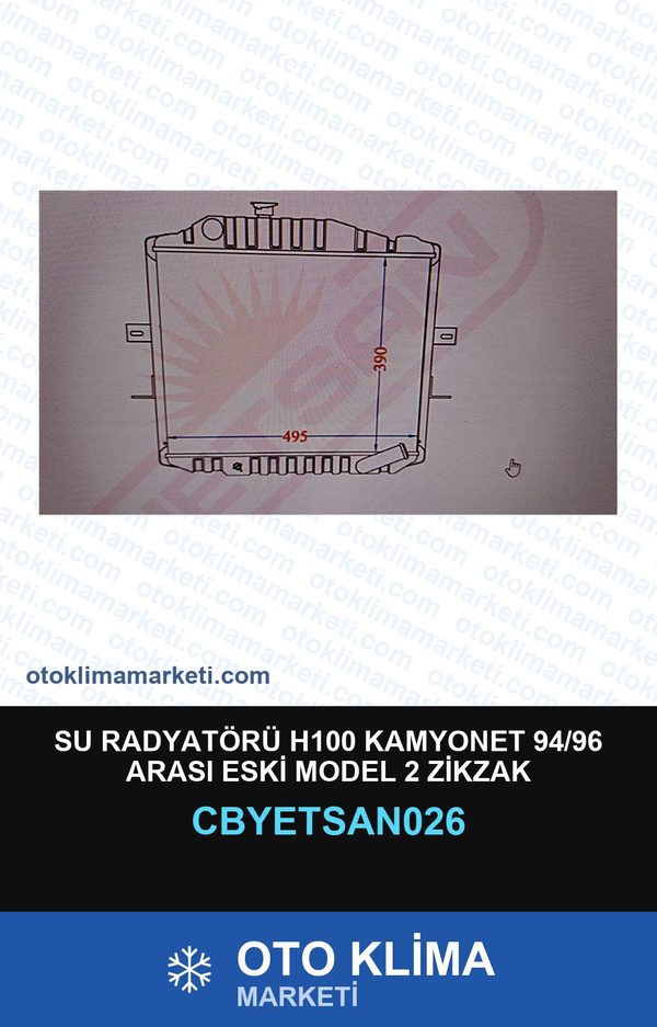 Su Radyatörü H100 Kamyonet 94/96 Arası Eski Model 2 Zikzak — SU RADYATÖRÜ — YETSAN marka