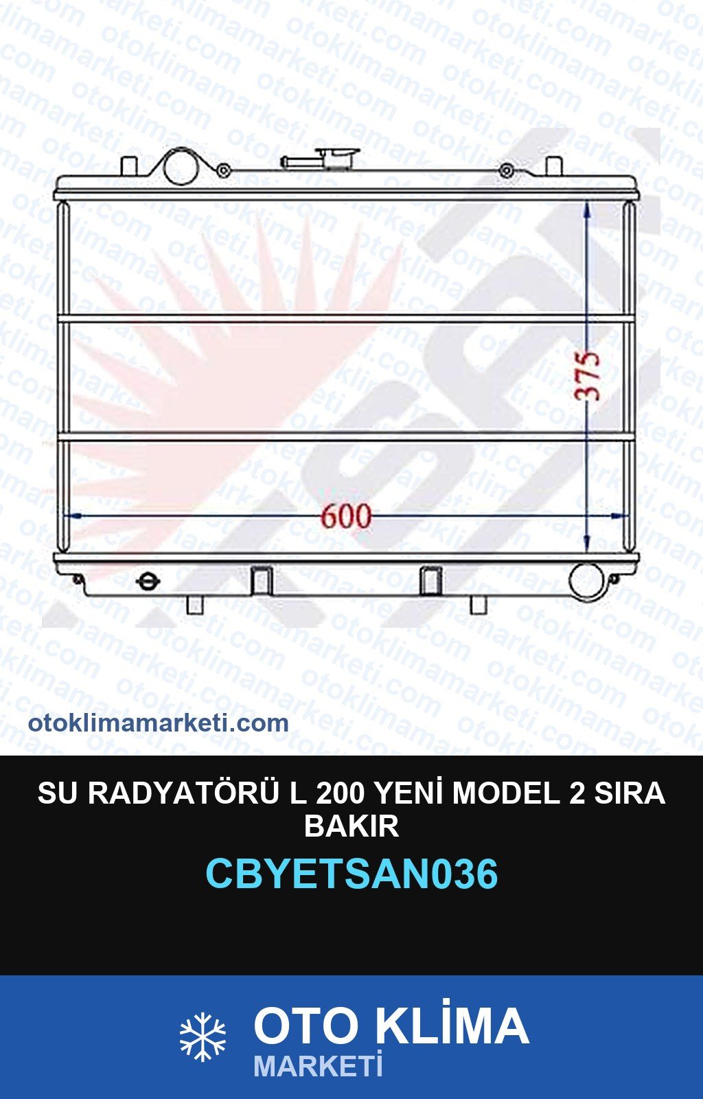 Su Radyatörü L 200 Yeni Model 2 Sıra Bakır — SU RADYATÖRÜ — YETSAN marka
