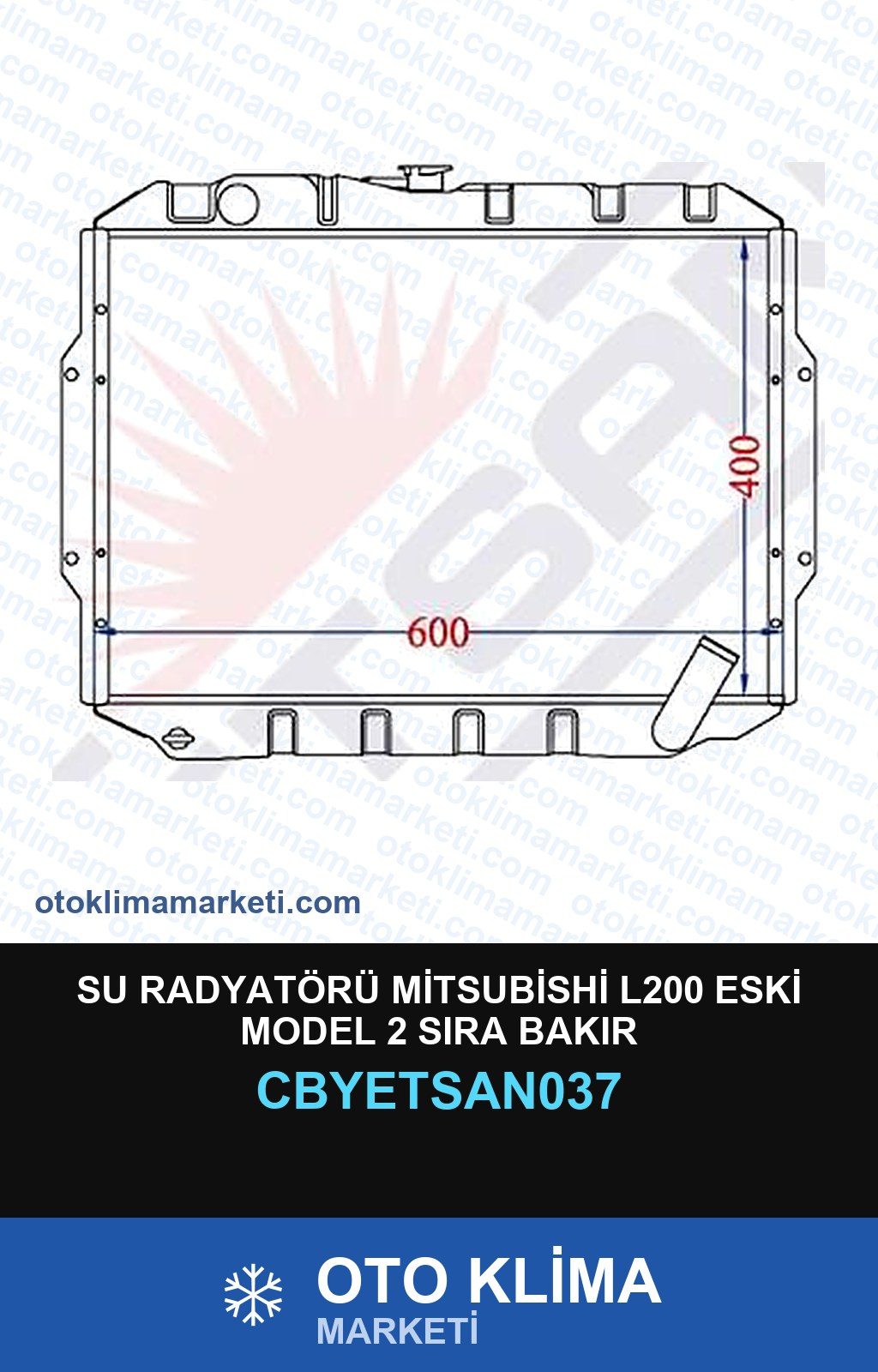 Su Radyatörü Mitsubishi L200 Eski Model 2 Sıra Bakır — SU RADYATÖRÜ — YETSAN marka — Uyumlu: MITSUBISHI