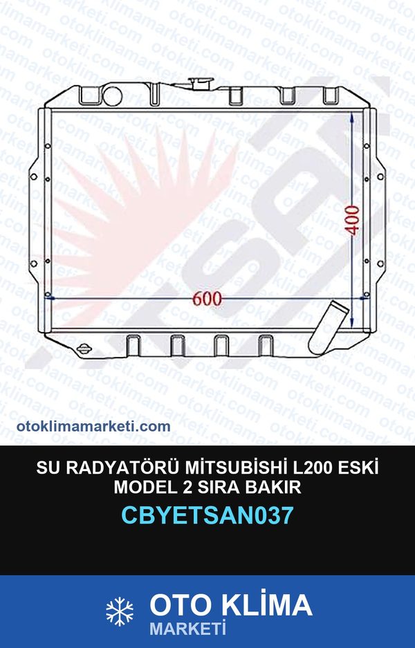 Su Radyatörü Mitsubishi L200 Eski Model 2 Sıra Bakır — SU RADYATÖRÜ — YETSAN marka — Uyumlu: MITSUBISHI