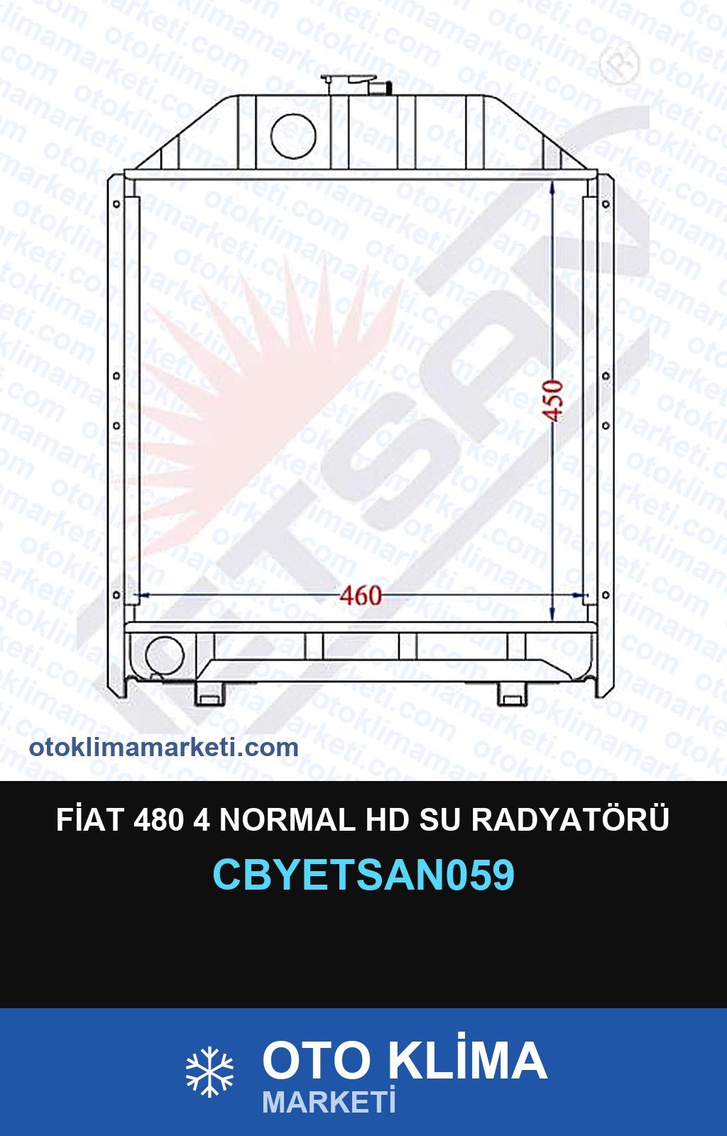 Fiat 480 4 Normal Hd Su Radyatörü — SU RADYATÖRÜ — YETSAN marka — Uyumlu: FIAT