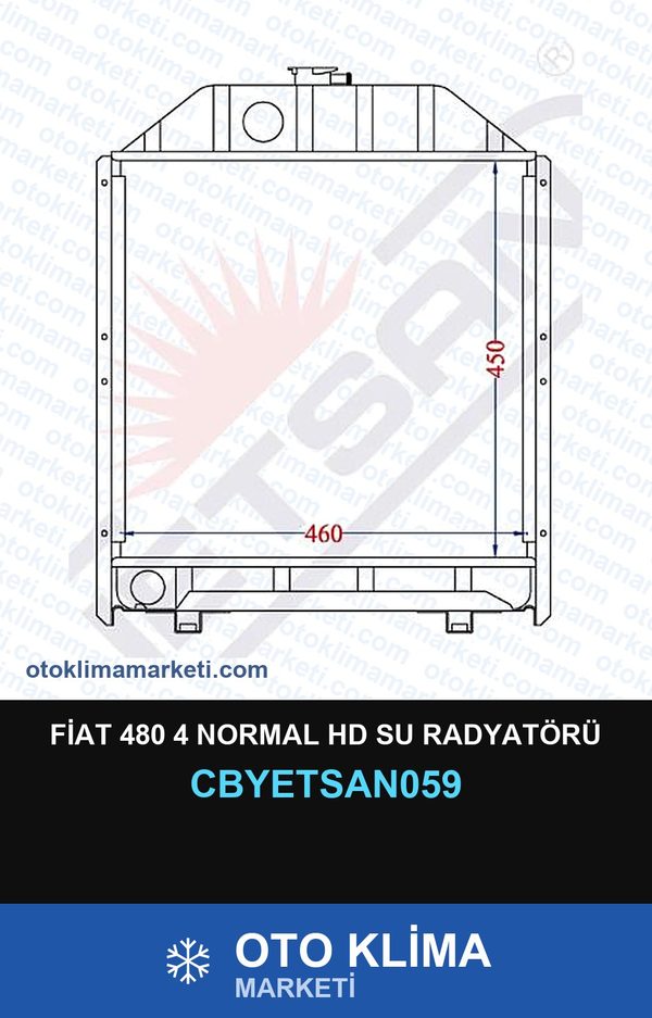 Fiat 480 4 Normal Hd Su Radyatörü — SU RADYATÖRÜ — YETSAN marka — Uyumlu: FIAT