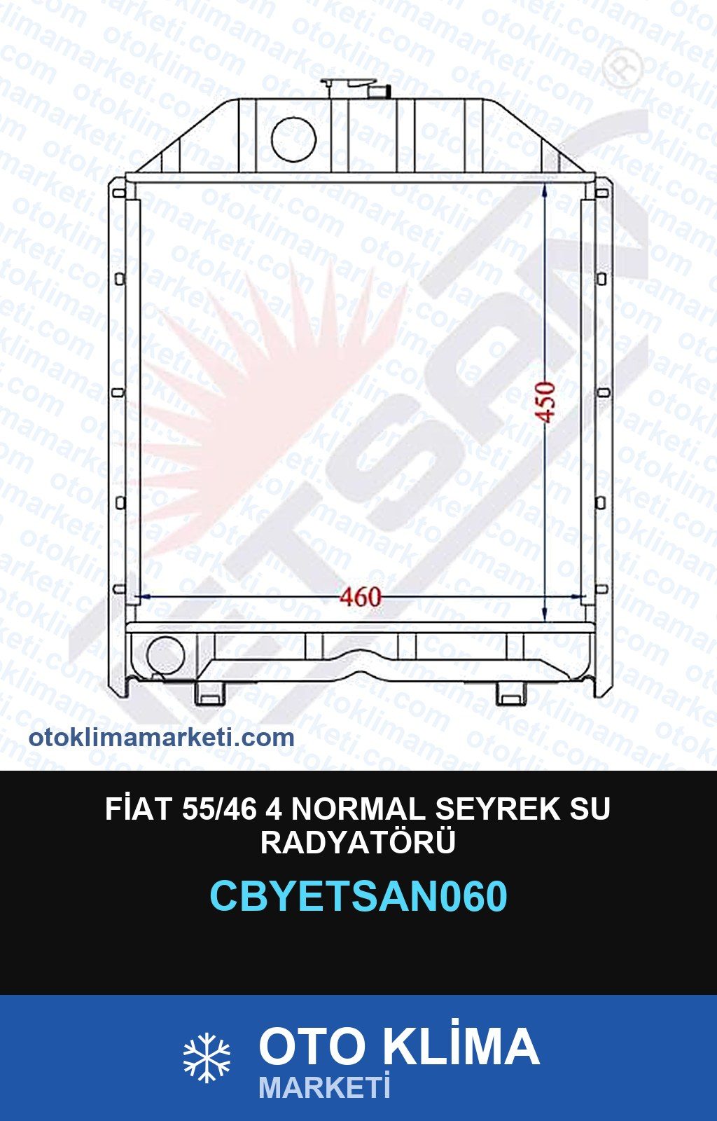 Fiat 55/46 4 Normal Seyrek Su Radyatörü — SU RADYATÖRÜ — YETSAN marka — Uyumlu: FIAT