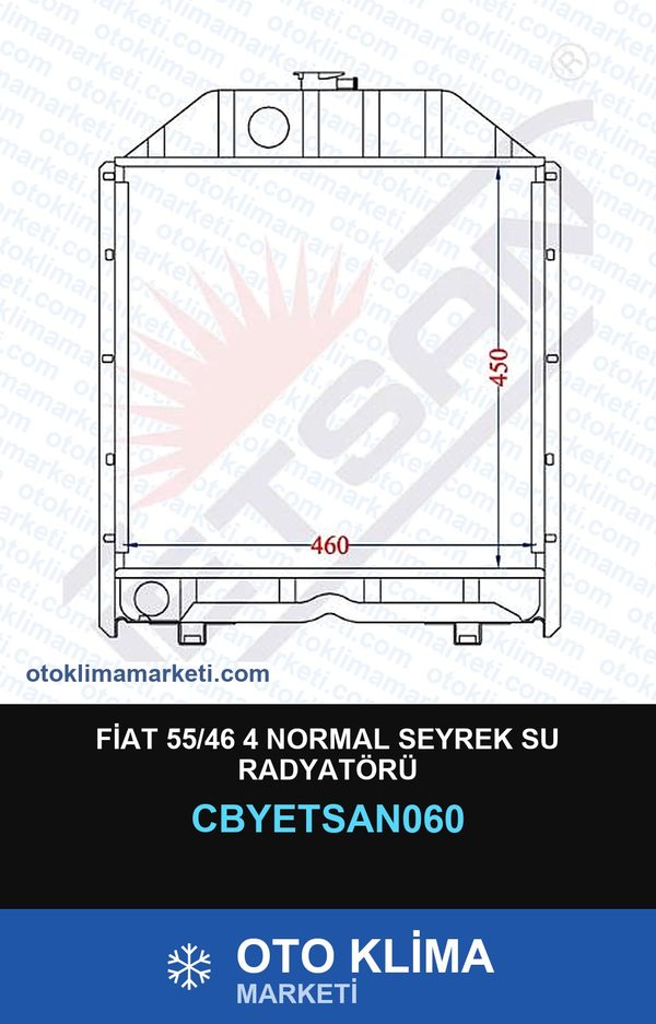 Fiat 55/46 4 Normal Seyrek Su Radyatörü — SU RADYATÖRÜ — YETSAN marka — Uyumlu: FIAT