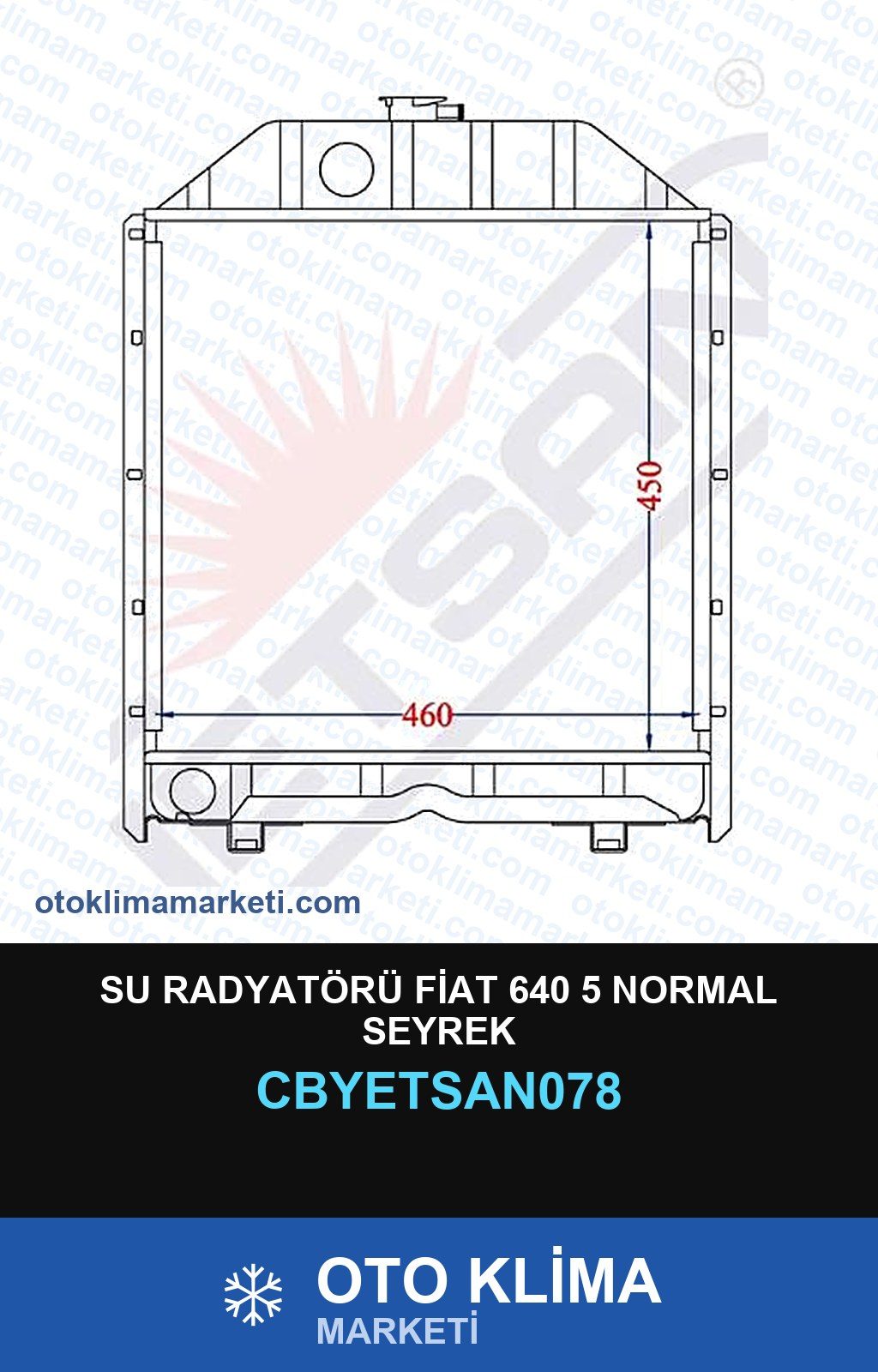 Su Radyatörü Fiat 640 5 Normal Seyrek — SU RADYATÖRÜ — YETSAN marka — Uyumlu: FIAT