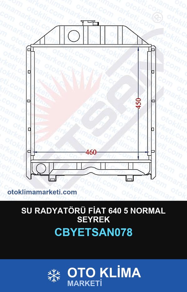 Su Radyatörü Fiat 640 5 Normal Seyrek — SU RADYATÖRÜ — YETSAN marka — Uyumlu: FIAT