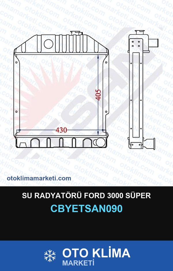 Su Radyatörü Ford 3000 Süper — SU RADYATÖRÜ — YETSAN marka — Uyumlu: FORD