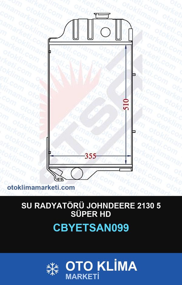 Su Radyatörü Johndeere 2130 5 Süper Hd — SU RADYATÖRÜ — YETSAN marka — Uyumlu: JOHN DEERE