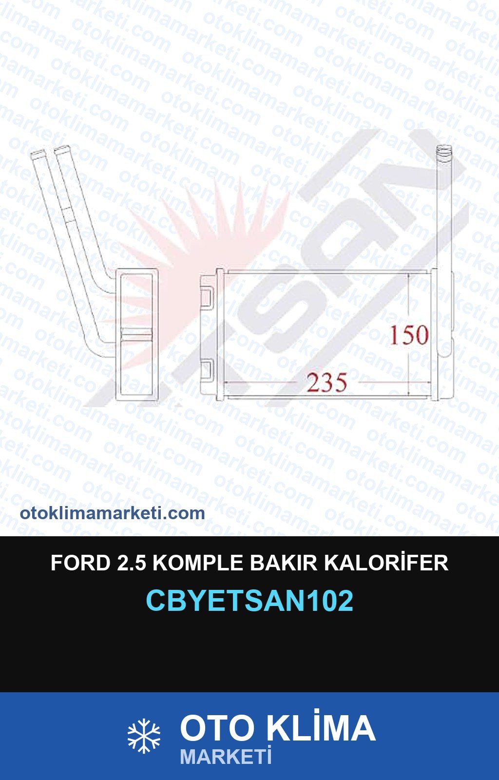 Ford 2.5 Komple Bakır Kalorifer — KALORİFER PETEĞİ — YETSAN marka — Uyumlu: FORD
