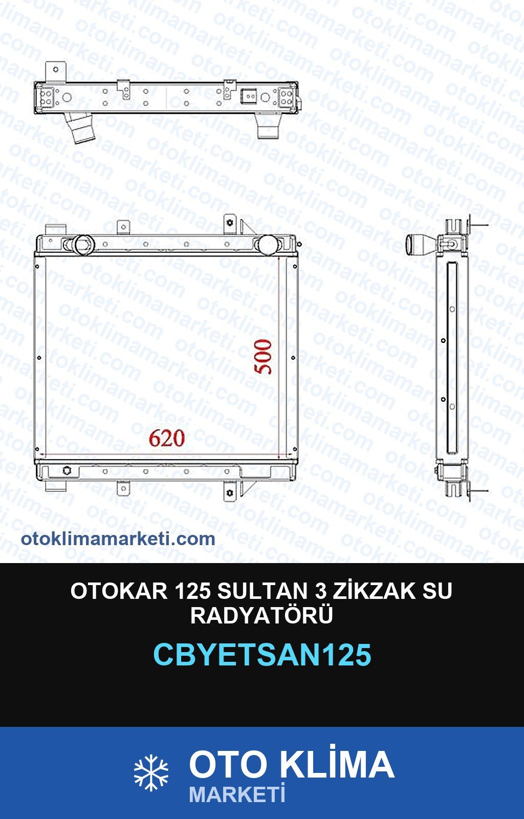 Otokar 125 Sultan 3 Zikzak Su Radyatörü — SU RADYATÖRÜ — YETSAN marka — Uyumlu: OTOKAR