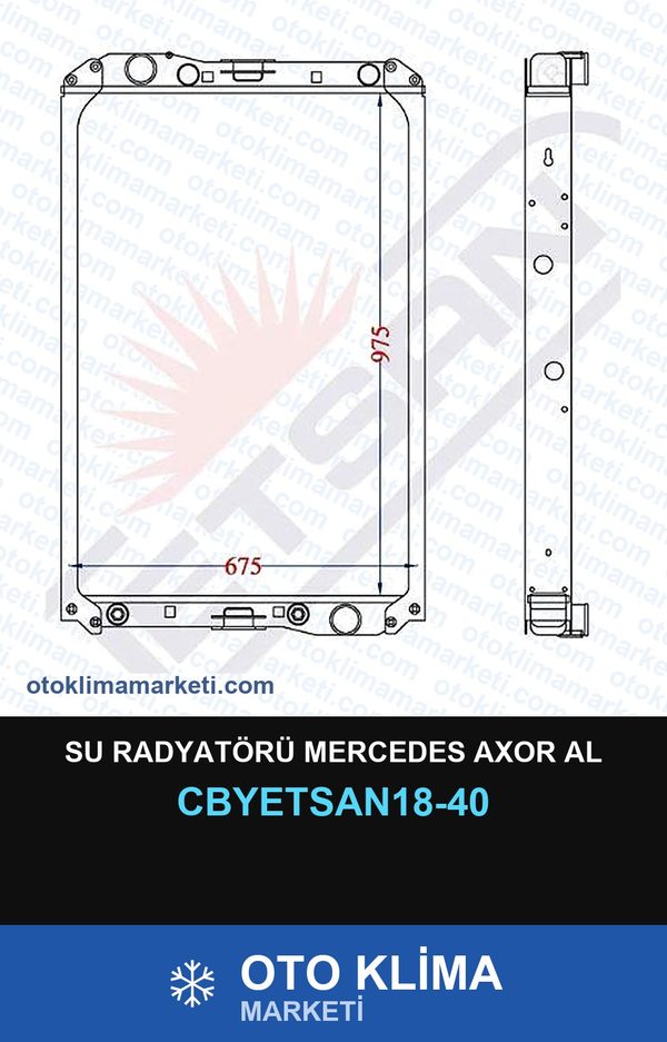 Su Radyatörü Mercedes Axor Al — SU RADYATÖRÜ — YETSAN marka — Uyumlu: MERCEDES BENZ