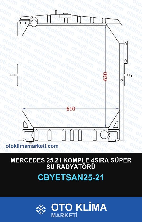 Mercedes 25.21 Komple 4SIRA Süper Su Radyatörü — SU RADYATÖRÜ — YETSAN marka — Uyumlu: MERCEDES BENZ
