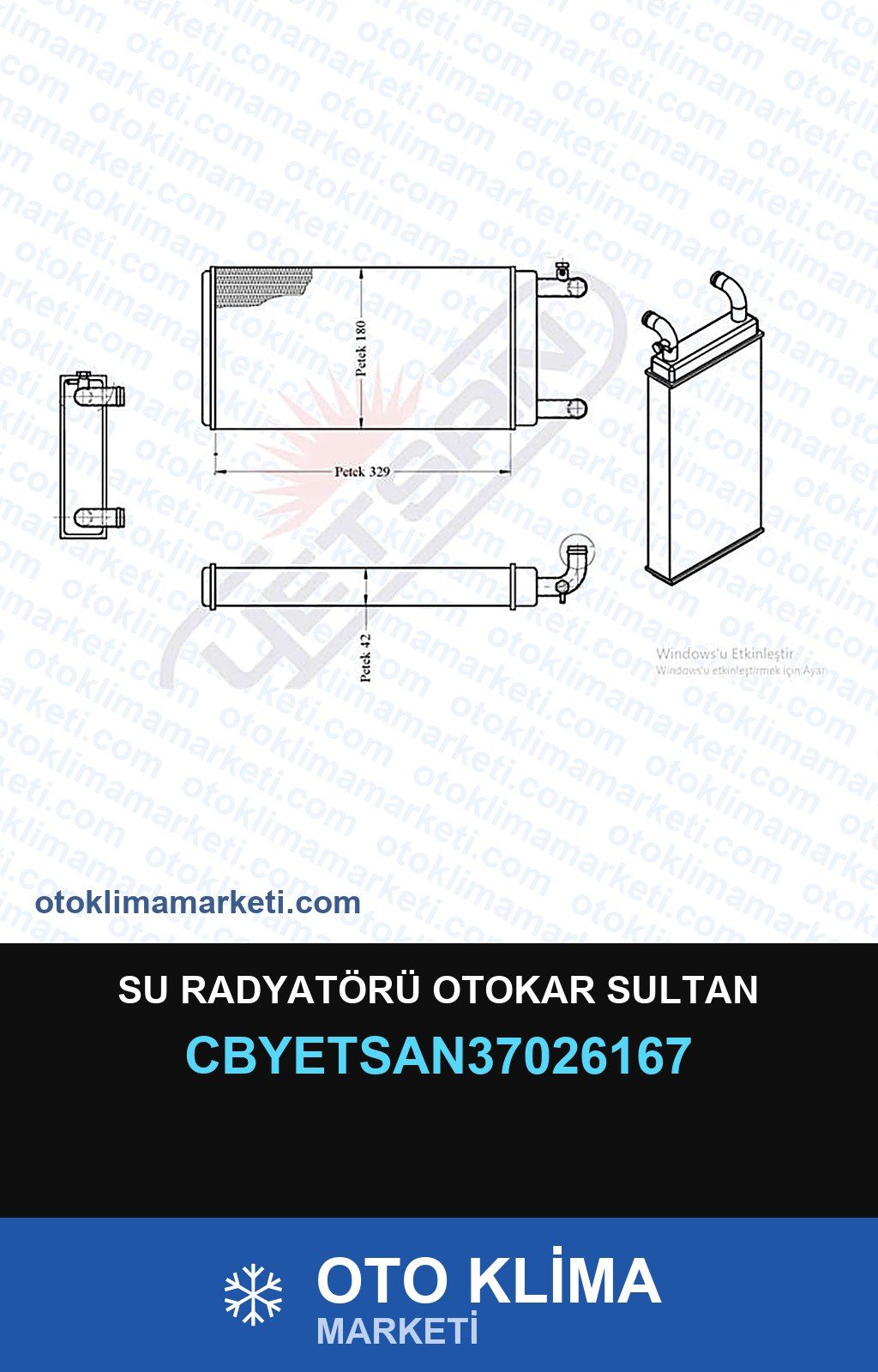 Su Radyatörü Otokar Sultan — SU RADYATÖRÜ — YETSAN marka — Uyumlu: OTOKAR