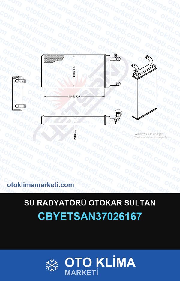 Su Radyatörü Otokar Sultan — SU RADYATÖRÜ — YETSAN marka — Uyumlu: OTOKAR