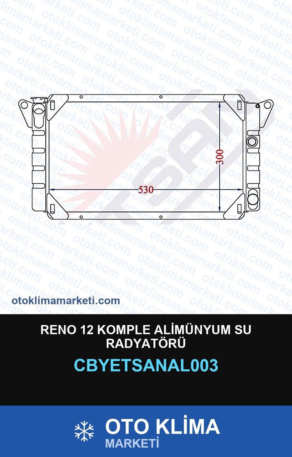 Reno 12 Komple Alimünyum Su Radyatörü — SU RADYATÖRÜ — YETSAN marka
