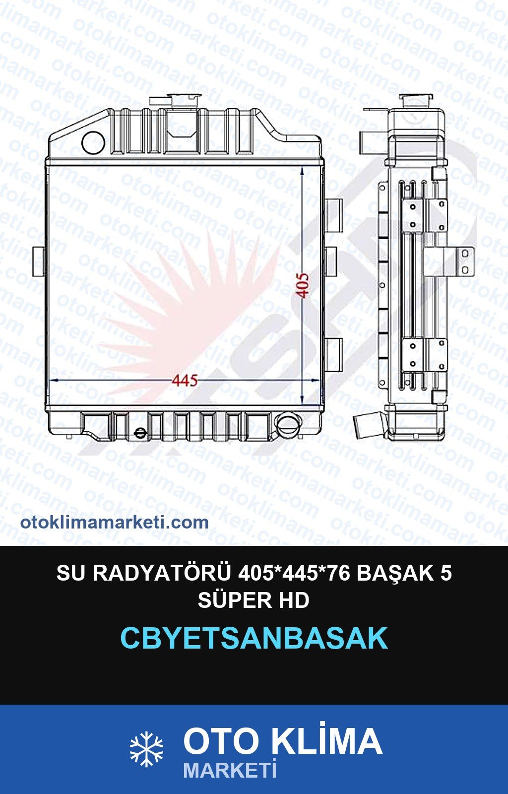 Su Radyatörü 405*445*76 Başak 5 Süper Hd — SU RADYATÖRÜ — YETSAN marka — Uyumlu: BAŞAK