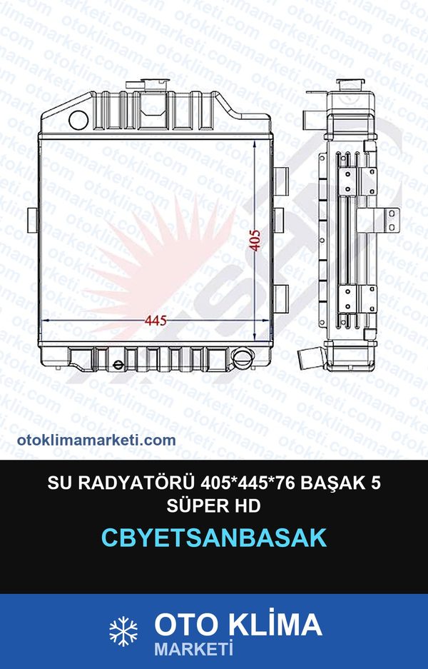 Su Radyatörü 405*445*76 Başak 5 Süper Hd — SU RADYATÖRÜ — YETSAN marka — Uyumlu: BAŞAK