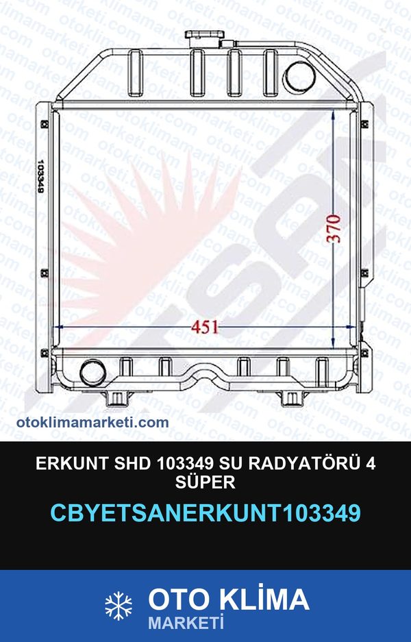 Erkunt Shd 103349 Su Radyatörü 4 Süper — SU RADYATÖRÜ — YETSAN marka — Uyumlu: ERKUNT