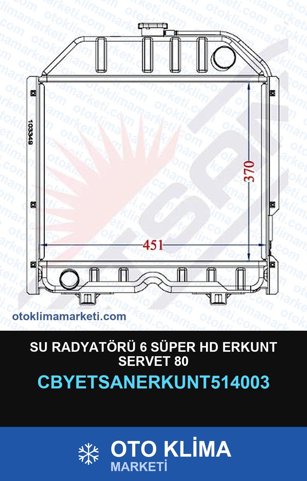 Su Radyatörü 6 Süper Hd Erkunt Servet 80 — SU RADYATÖRÜ — YETSAN marka — Uyumlu: ERKUNT