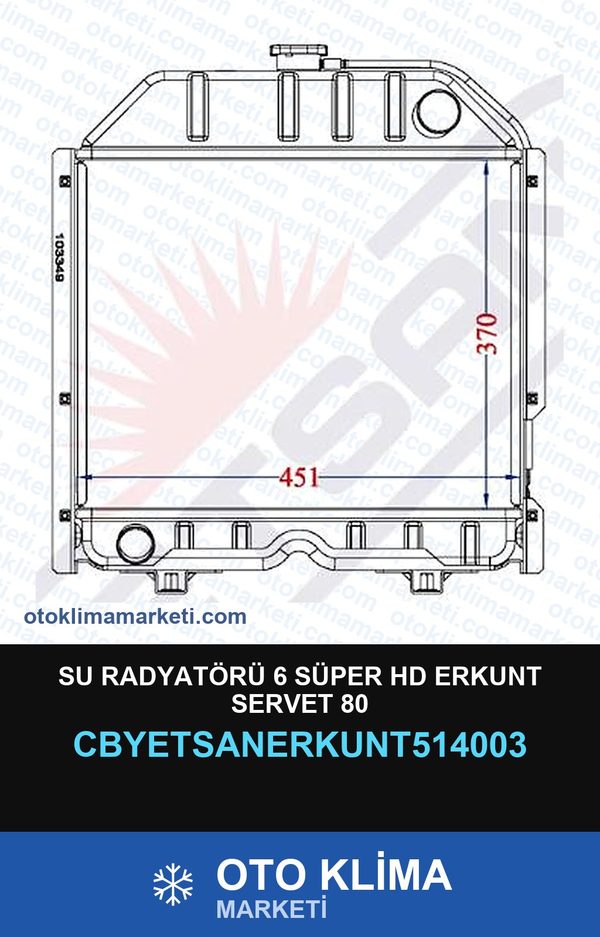 Su Radyatörü 6 Süper Hd Erkunt Servet 80 — SU RADYATÖRÜ — YETSAN marka — Uyumlu: ERKUNT