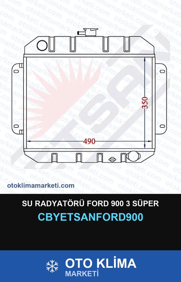 Su Radyatörü Ford 900 3 Süper — SU RADYATÖRÜ — YETSAN marka — Uyumlu: FORD