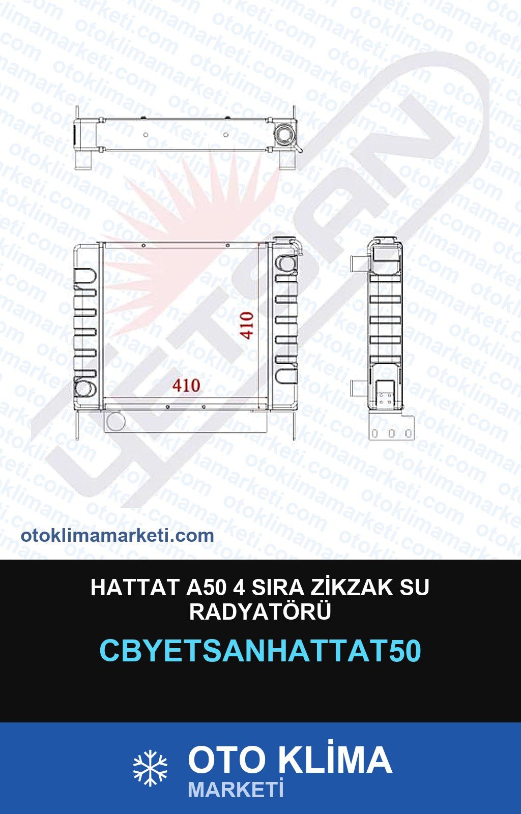 Hattat A50 4 Sıra Zikzak Su Radyatörü — SU RADYATÖRÜ — YETSAN marka