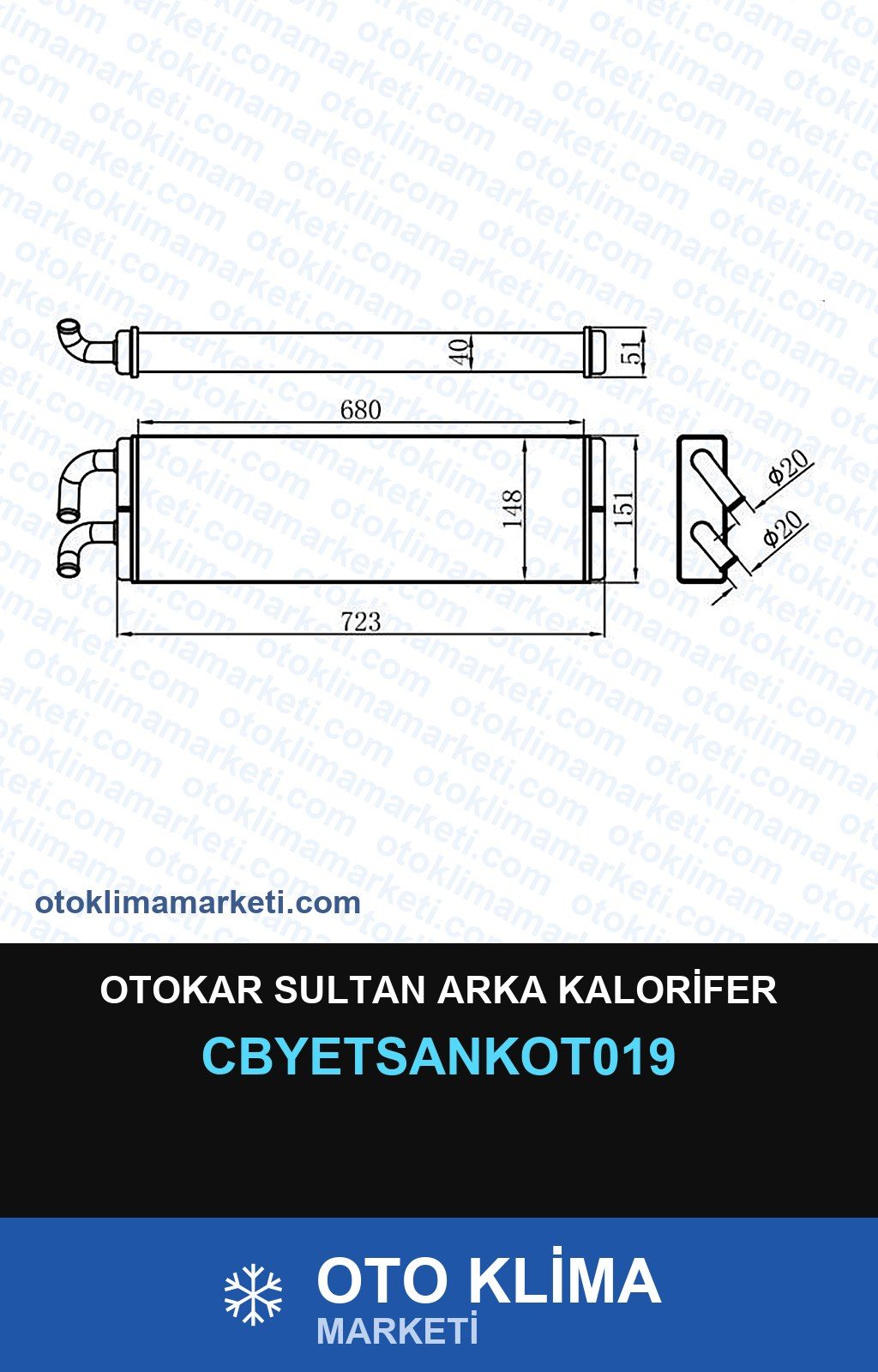 Otokar Sultan Arka Kalorifer — KALORİFER PETEĞİ — YETSAN marka — Uyumlu: OTOKAR