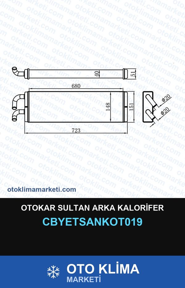 Otokar Sultan Arka Kalorifer — KALORİFER PETEĞİ — YETSAN marka — Uyumlu: OTOKAR