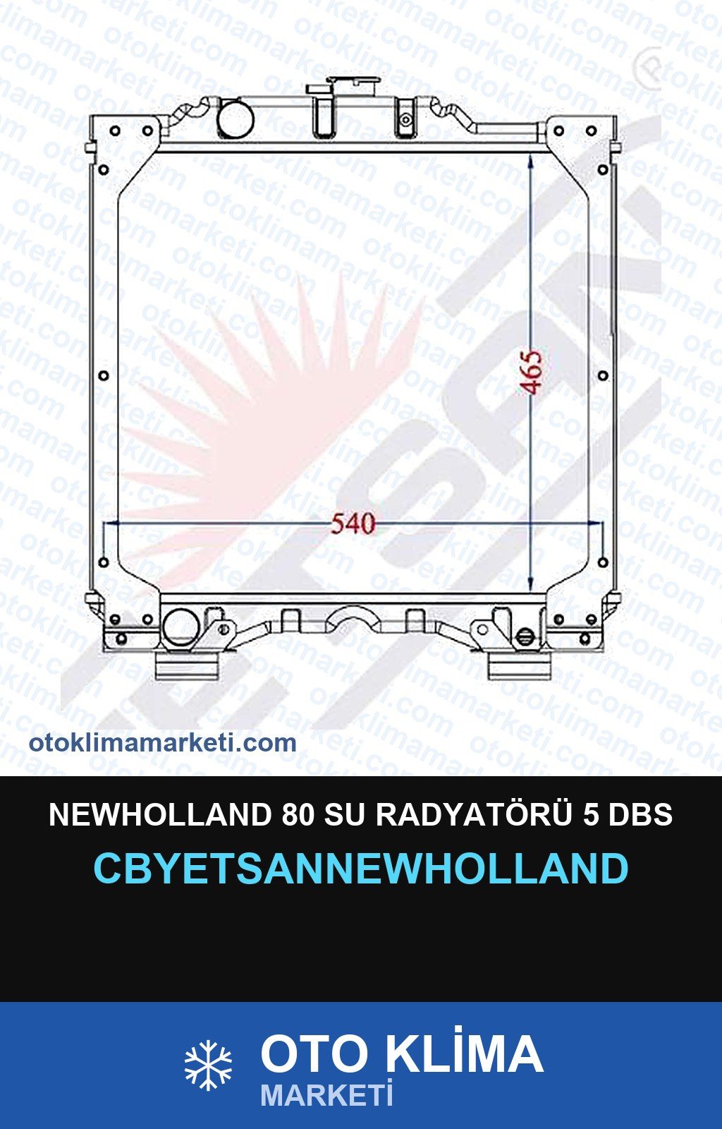 Newholland 80 Su Radyatörü 5 Dbs — SU RADYATÖRÜ — YETSAN marka — Uyumlu: NEW HOLLAND
