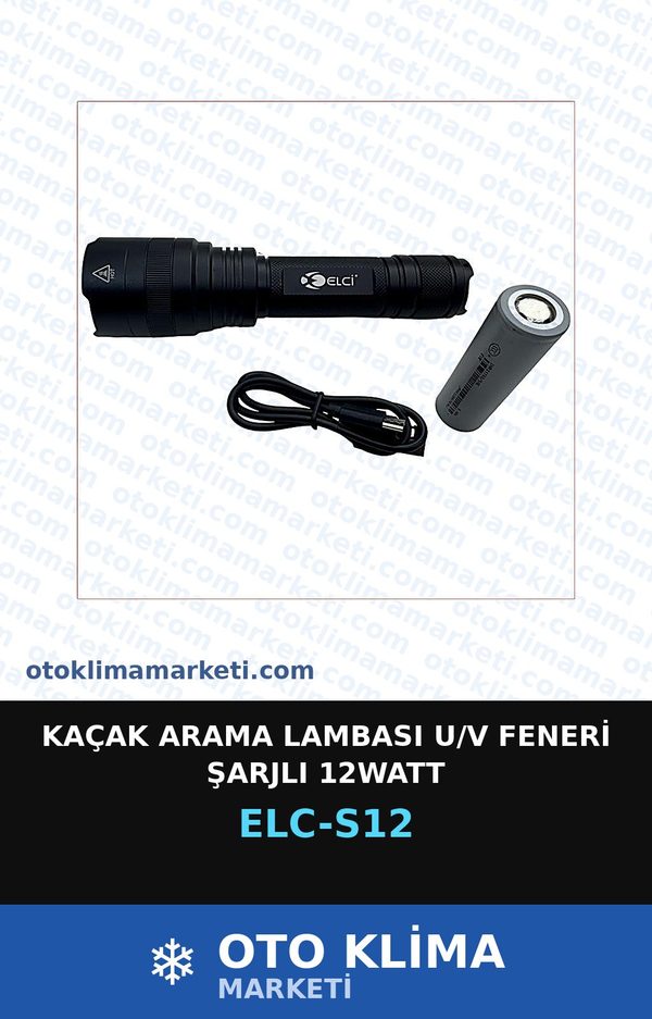 Klima Kaçak Arama Lambası U/V Feneri Şarjlı 12WATT — SERVİS EKİPMANLARI — ELCİ marka